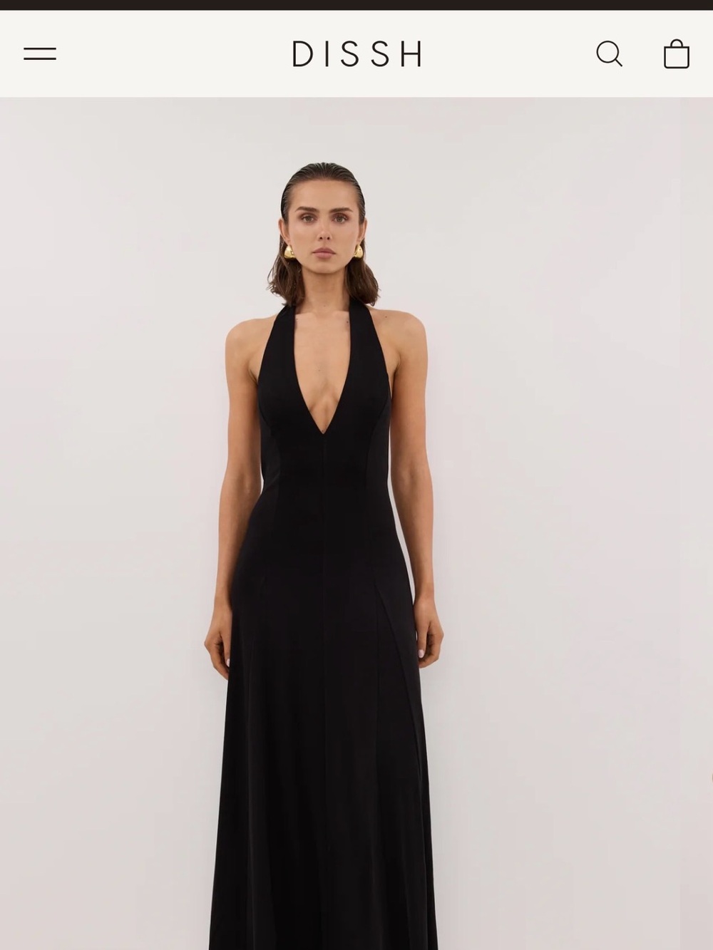 DISSH Black Halter Maxi Dress NWT